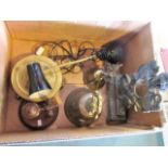 A collection of mostly brass and treen wares,