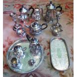 A collection of miscellaneous silver plate and silver on copper, to include: table candlesticks,