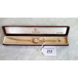 A lady's Tudor Rolex 9ct cased cocktail watch in original box of issue.