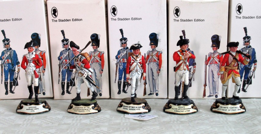 A collection of five Charles C Stadden Studio Stadden Edition cast lead military figurines,