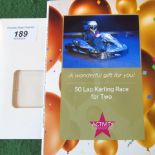 A 50 lap carting race (for two), various locations, valid until 01.11.18.