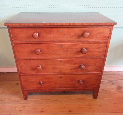 An early 19th century mahogany chest, the rectangular top over four graduated long drawers, - Image 2 of 2