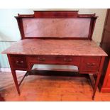 An Edwardian mahogany and boxwood strung washstand,