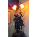 A cast resin simulated bronze figural table lamp after the antique,