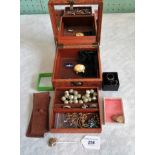 A decorative jewellery box and contents, to include: an Omega electronic vintage gent's wristwatch,