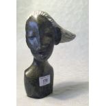 A Square Chikwanda (born 1972). 'Leaf Head', lemon opal stone bust study of an African lady.