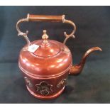 A late 19th century copper kettle with bale handle,
