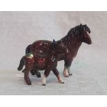 A Beswick model of a Welsh Cob, brown gloss glazed, together with a Cob foal.