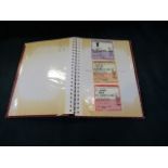 A photograph album containing a small quantity of ticket stubs, various,