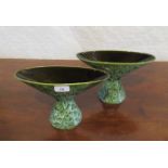 A pair of early/mid-20th century Withernsea Art Pottery vases, each of elliptical footed form,