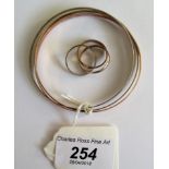 A 9ct gold three hoop Russian-style bangle and ring en-suite Condition Report: 17.
