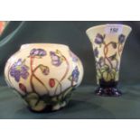 A 1999 Moorcroft trumpet form vase, decorated in the Hepaticus pattern, impressed and painted marks,