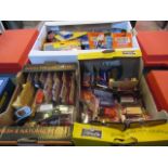 Three boxes of Matchbox, Corgi and other largely die-cast vehicles, including: commercials,