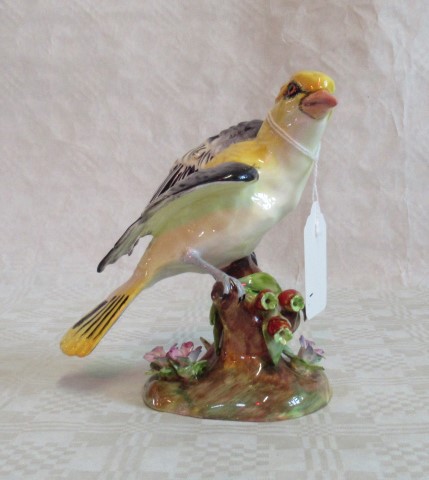 A Crown Staffordshire model of a golden oriole by J T Jones, 14cm.