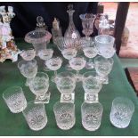 A good mixed lot of cut and moulded glass, including: five 19th century pedestal rummers, tumblers,