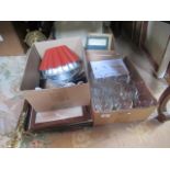 A mixed lot, including: kitchen related items, brass companion set, picture frames,