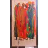 Larry Otoo (20th century), 'Shadows Day', oil on canvas, signed lower right, 114 x 58cm.
