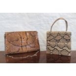 Two lady's snake skin bags.