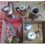 A quantity of EPNS wares and cutlery, to include: coffee pot, hot water jug, flatware,