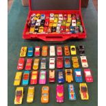 A collector's carrying case of Lesney and other die-cast model vehicles, various.