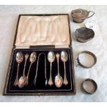 A collection of silver items,