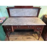 An Edwardian mahogany and boxwood strung washstand,