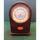 An Edwardian mahogany, boxwood inlaid and strung mantle calendar,