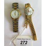 A lady's 18ct gold Tissot wristwatch, with brushed circular champagne dial and baton numerals,