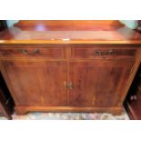 A reproduction yew wood veneered side cabinet,