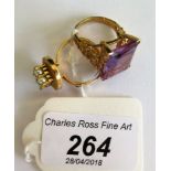 A single stone amethyst dress ring,