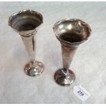 A pair of silver trumpet form single tube table epergne, Birmingham 1919.