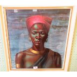 After Tretchikoff, a framed and glazed print of an African native, 52 x 48cm.