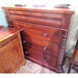 A Victorian mahogany chest, the rectangular top over cushion moulded frieze drawer,