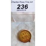 A Victorian 1887 sovereign in loose plain gold mount. Condition Report: 9gms.