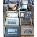 Two boxes of pictures and prints, including: a reproduction print of Amsterdam port,