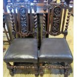 A pair of 19th century oak dining chairs,