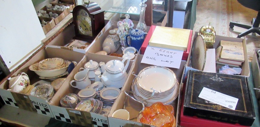 Eight boxes of decorative and miscellaneous items,