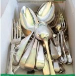 S R & others, a mixed canteen of Hanoverian and other pattern silver flatware,