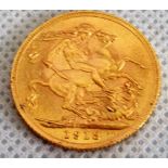 A 1918 gold sovereign.