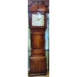 Robert Roberts, Bangor, early 19th century oak and mahogany longcase clock with painted face,