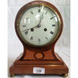 A French-style marquetry inlaid Edwardian balloon clock,