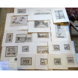 A folio of 18th century and other engravings, various, including Italian landmarks.