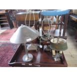 A Tole ware two light table lamp,