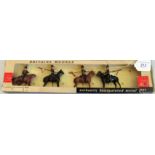 A boxed set of four Britons lead models of the 9th Queens Royal Lancers, no. 9216.