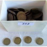 A small collection of pre-decimal GB coins, including: pennies, thru'penny bits etc.
