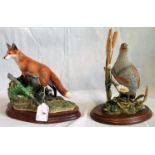 A Border Fine Art B0703 'A Lucky Find', model of a fox on naturalistic base,