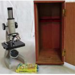 A cased Opax 200 x Students Microscope.
