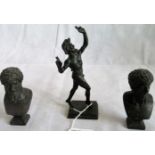 A patinated bronze figure of the dancing form, after the antique,