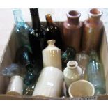 A collection of vintage bottles, to include: 19th century wine bottle, cods eye bottle,