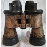 A pair of German 7 x 50 Zeiss Kriegs Marine U-boat binoculars (WW2), with rubber saving caps.